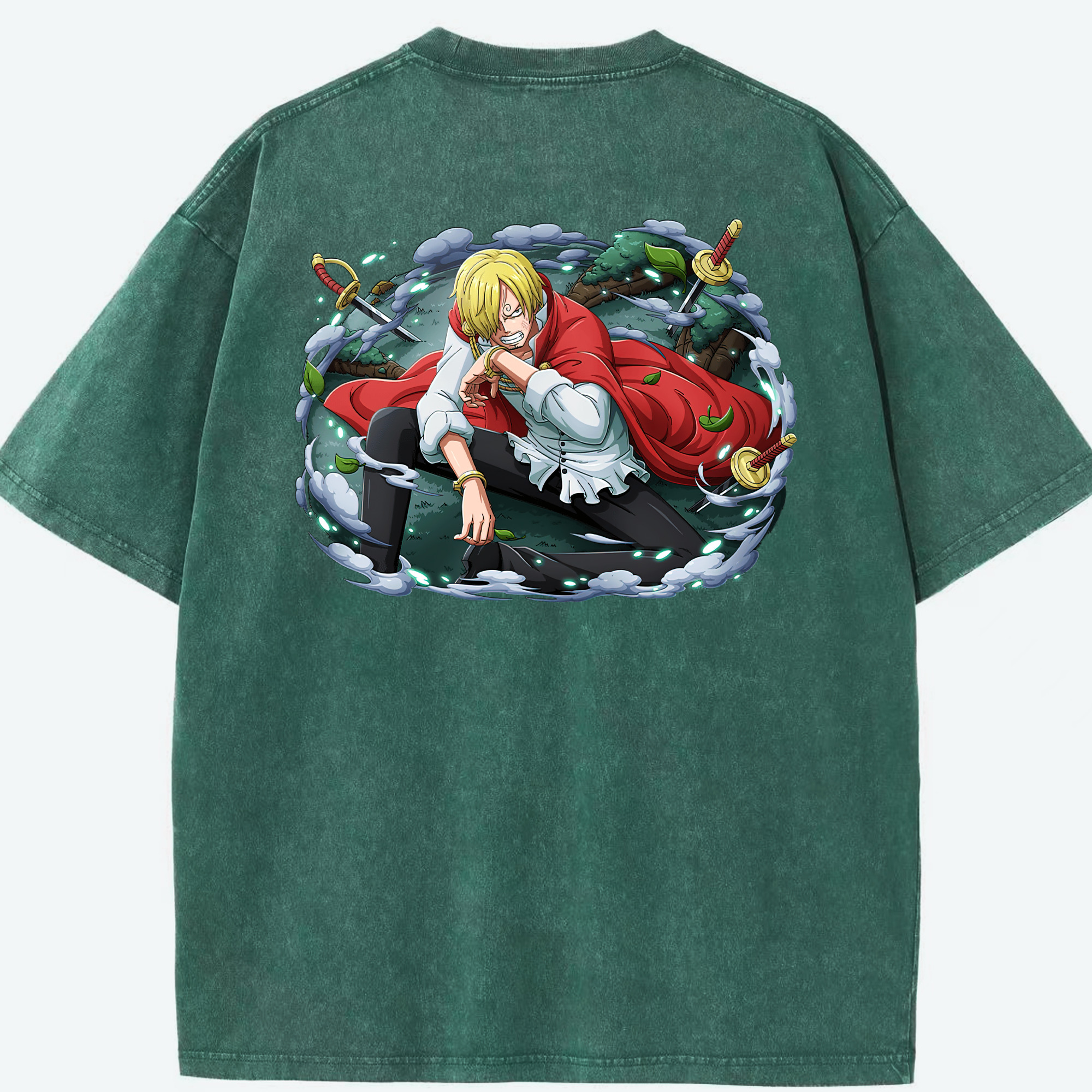 ワンピース サンジ ONE PIECE Sanji 綿100% ヴィンテージ風 半袖Tシャツ（背面プリント）